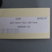 2007-2008 BMW 750Li Right Door Mirror 51167190650 OEM Used