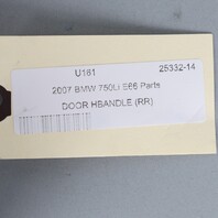2006-2008 BMW 750Li 760Li Right Rear Outside Door Handle 51227191908 OEM Used