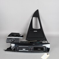 2013-2019 BMW 640i 650i F06 Gran Cpe Piano Black Console Dash Trim Set OEM Used