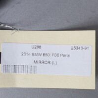 2012-2015 BMW 640i 650i Left Door Mirror Side View White 51167286449 OEM Used