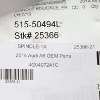 13-16 Audi A4 A5 A6 A7 Q5 Left Front Spindle Knuckle Hub 4G0407253B OEM Used