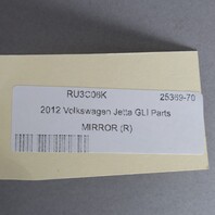 2011-2016 Volkswagen Jetta Sedan Right Door Mirror Tornado Red OEM Used