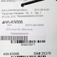 2011-2012 Audi Q5 8R 2.0 Automatic Transmission NXX 0BK300039H OEM Used