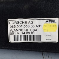 2002-2004 Porsche Boxster 986 Rear Trunk Carpet Liner Black 98655105306 OEM Used