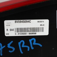 2015-2016 Audi A3 S3 Right Tail Light LED 8V5945094C OEM Used