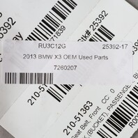 2011-2017 BMW X3 X4 Front Seat Belt Buckle 72117260207 OEM Used