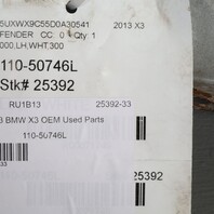 2011-2017 BMW X3 X4 Left Front Fender Alpine White 41357267323 OEM Used