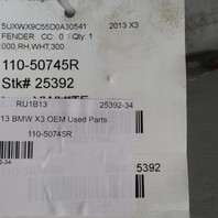 2011-2017 BMW X3 X4 Right Front Fender Alpine White 41357267324 OEM Used