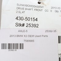 2011-2018 BMW X3 X4 Front Drive Shaft 26207589985 OEM Used