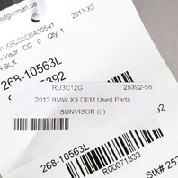 2011-2017 BMW X3 X4 Left Sun Visor Black 51168062217 OEM Used
