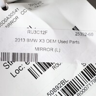 2011-2014 BMW X3 Left Door Mirror Surround View 51167264121 OEM Used