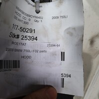 2009-2015 BMW 740i 750Li 760i F01 F02 Hood Alpine White 41617204514 OEM Used