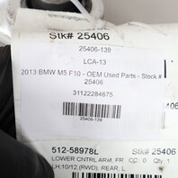 2012-2019 BMW M5 M6 Left Front Rearward Lower Control Arm OEM 31122284977