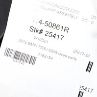 2009-2012 BMW 740i 750i Right Xenon Headlight w/o Adaptive 63117228424 OEM