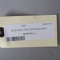 2009-2012 BMW 740i 750i Left Door Mirror Black 51167282161 OEM Used