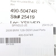 2008-2013 BMW 128i Right Rear Spindle Knuckle Hub 33326774810 OEM Used