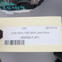 2008-2013 BMW 128i 135i Convertible Right Seat Belt 72116981478 OEM Used