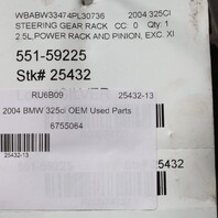 2002-2006 BMW 325ci Power Steering Gear Rack Pinion 32136755065 OEM Used