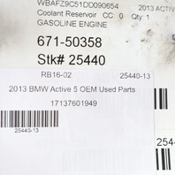 2010-2016 BMW 528i 535i 740i 740Li Coolant Tank 17137601949 OEM Used