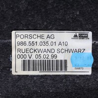 1997-2004 Porsche Boxster 986 Engine Firewall Carpet Black 98655103501 OEM
