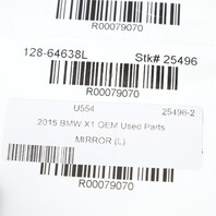 2013-2015 BMW X1 Left Side View Door Mirror OEM Used