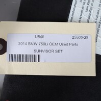 2009-2015 BMW 740i 750i Sun Visor Set Black Alcantara 51168047063 OEM Used