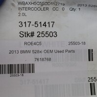 2012-2016 BMW 528i N20 Intercooler 17117618768 OEM Used