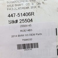 2011-2017 BMW X3 3.0 Right Rear Axle Shaft CV Joint 33207598032 OEM