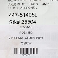 2011-2017 BMW X3 X4 Left Front Axle Shaft CV Joint OEM 31607598027