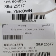 2012-2015 BMW X1 E84 Right Tail Light Lid Mount 63212990114 OEM Used