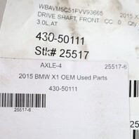 2006-2015 BMW 325xi/328xi/335xi & X1 AWD Front Driveshaft 26207529294 OEM Used