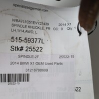 2012-2015 BMW X1 xDrive Left Front Spindle Knuckle Hub 31216788700 OEM Used