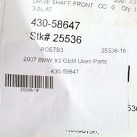 2007-2010 BMW X3 E83 Front Driveshaft 26207525969 OEM Used