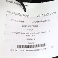 2014 2015 BMW 335i N55 Engine Motor 112k miles OEM