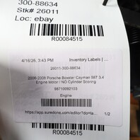 2006-2008 Porsche Boxster Cayman 987 3.4 Engine Motor / NO Cylinder Scoring