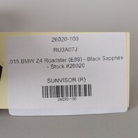 2009-2016 BMW Z4 E89 Right Passenger Sun Visor Black OEM 51169167252
