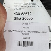 2013-2020 BMW 320i 330i 428i 430i xDrive Front Drive Shaft OEM 26207632650
