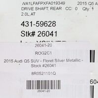 2013-2016 Audi Q5 Rear Driveshaft 8R0521101Q OEM