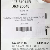 2012-2016 BMW 328i 428i Right Rear Axle Shaft CV Joint 33207637444 OEM