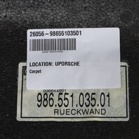 1997-2004 Porsche Boxster 986 Engine Firewall Carpet Grey 98655103501 OEM