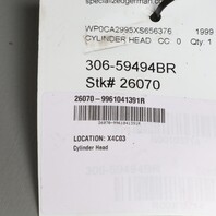 1999-2001 Porsche 911 996 3.4 Left Cylinder 1-3 Head 99610400303 OEM