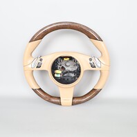2011-2016 Porsche Cayenne Panamera Multifunction Steering Wheel Beige Walnut OEM