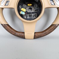 2011-2016 Porsche Cayenne Panamera Multifunction Steering Wheel Beige Walnut OEM