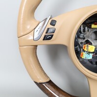 2011-2016 Porsche Cayenne Panamera Multifunction Steering Wheel Beige Walnut OEM
