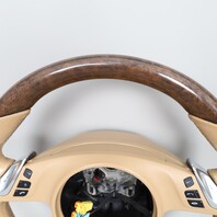 2011-2016 Porsche Cayenne Panamera Multifunction Steering Wheel Beige Walnut OEM