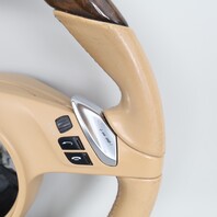 2011-2016 Porsche Cayenne Panamera Multifunction Steering Wheel Beige Walnut OEM