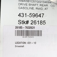 2014-2016 BMW 535i 640 Gran Coupe Rear Driveshaft 26107632631 OEM