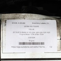 2012-2016 BMW X1 X3 228i 328i 428i 528i N20 Engine Motor 123K Miles OEM