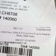2007–2018 Dodge Ram 2500/3500 6.7L Cummins Adapter Plate 4941232 OEM Used