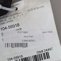 1999-2003 Volkswagen Golf GTI Upper Grille 1J0853655G OEM Used